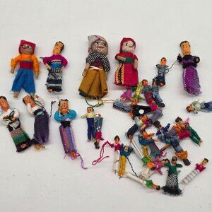 Handmade Guatemalan Worry Dolls Set Assorted Sizes & Colors Traditional Folk Art